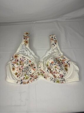 Miss Mary 5103 Ivory Floral Lace Underwired Full Coverage Bra 40C Adjustable